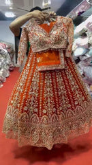 Party-wear Designer Georgette Embroidery & Sequence Real Mirror Work Lehenga Choli