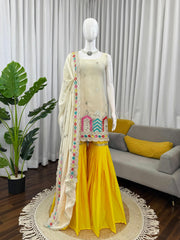 Beautiful Chinon Silk Thread & Sequence Work Suit