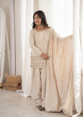 Beautiful Roman Silk Embroidery Sequence Zari Dori Work Sharara
