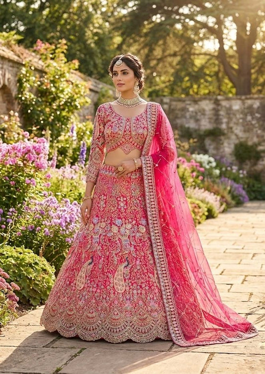Beautiful Peacock Design Butterfly Net Coding & Sequins Work Lehenga Choli