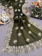 Trending Jimmy Choo Silk With Thread Embroidery Work Saree