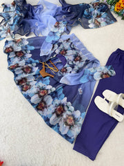 Party-wear Organza Tabby Silk With Digital Printed Gown