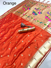 Beautiful Soft Gold Zari Kanchivaram Paithani Silk Saree