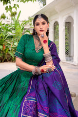 Beautiful Tasar Silk Bandhej Print With Gotta Patti Lace Lehenga Choli