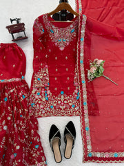 Beautiful Party-wear Thread With Sequence Work Suit