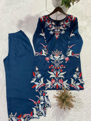 Trendy French Crape Embroidery & Cutwork Co-Ord Set