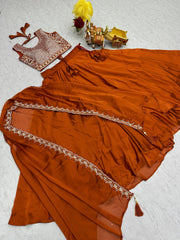 Trending Rangoli Silk Embroidery Moti Beads Sequence Work Lehenga With Stitched Blouse