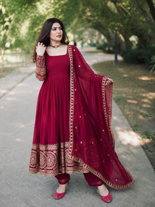 Beautiful Georgette Embroidery Sequence Work Gown