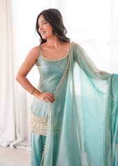 Ethnic Wear crush Real mirror Embroidery Sequence Work Sarara Set