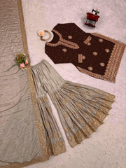 Festival Special Chinon Silk Coding Sequence With Pearl Work Suit