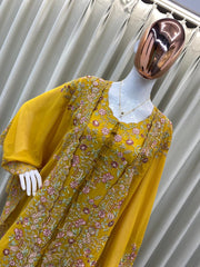 Indo Western Georgette Sequence Embroidery Work Kurta Palazzo With Shrug