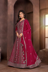 Beautiful Party-wear Designer Chinon Silk Gown