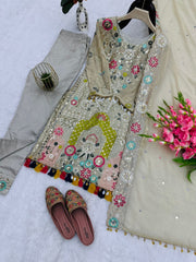 Partywear Designer Georgette Real Mirror & Hand Work Suit