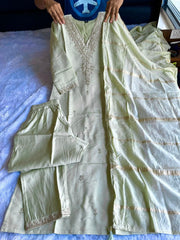 Beautiful Roman Silk Embroidery With Sequence Work Dress