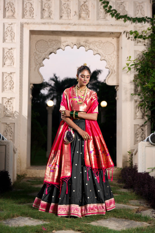 Traditional Jacquard Silk Paithani Weaving Zari Work Lehenga Choli