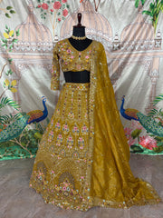 Beautiful Gold Crush Embroidery & Sequence Work Lehenga Choli