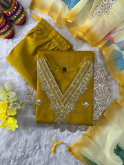 Designer Roman Silk Embroidery Sequence Work Suit