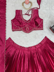 Beautiful Satin Silk Real Mirror Work Lehenga Choli