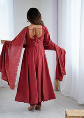 Festival Special Roman Shimmer Chanderi Silk Anarkali Gown