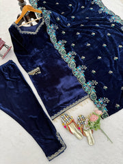 Beautiful Viscose velvet Thread & Sequence Work Salwar Suit
