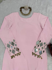 Party-wear French Crepe Embroidery Thread With Real Mirror Work Sharara