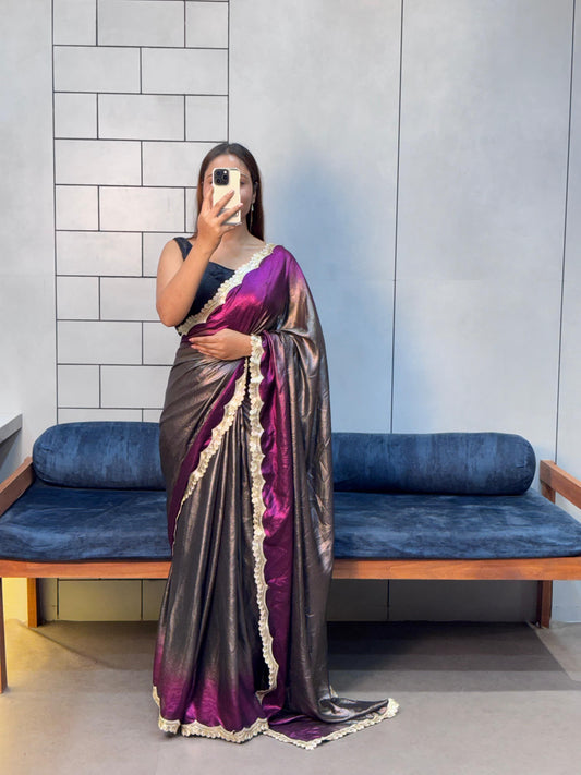 Beautiful Rich Soft Simmer Party-wear Shaded Saree