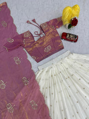 Wedding Wear Fendy Silk Thread & Sequence Work Lehenga With Stitched Blouse