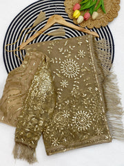 Trending Butterfly Net Embroidery Work Saree