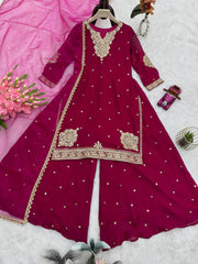 Designer Party-wear Fandy Satin Embroidery Codding &Sequence Work Suit