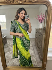 Saavan Special Multi Lehriya Mukaish & Sequence Work Saree
