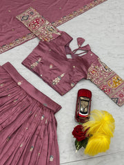 Festive Vichitra Embroidery Coding Sequence & Thread Work Lehenga With Stitched Blouse