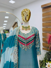 Party-wear Designer Fendy Embroidery Sequence Work Sharara
