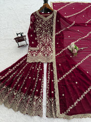 Party-wear Georgette Thread With Sequence Work Sharara