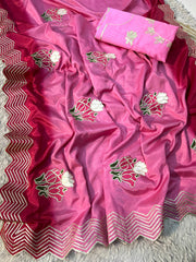 Beautiful Soft Pading Chinon Gotapatti Multi-work Saree