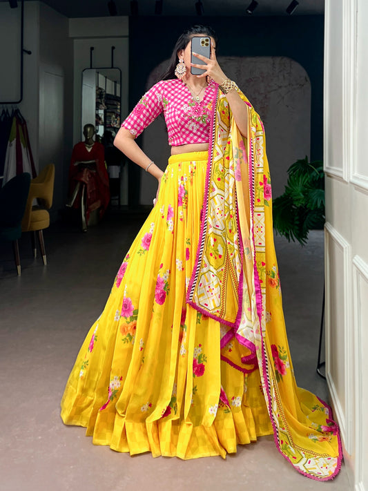 Beautiful Floral Georgette Elegant Printed Lehenga Choli