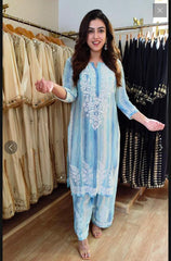 Beautiful Rayon Silk Embroidery Work Suit
