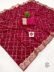 Beautiful Vichitra Silk Foil Printed Saree