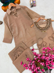 Rakshabandhan Special Beautiful Gold Crush Palazzo Kurti With Koti