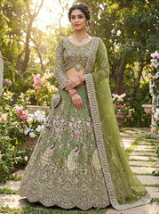 Beautiful Peacock Design Butterfly Net Coding & Sequins Work Lehenga Choli