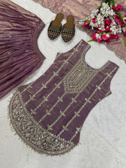 Beautiful Fendy Silk Sequence Embroidery Work Sharara