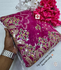 Beautiful Pure Chinon Bandhani Printed Work Saree