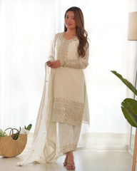 Beautiful Chinon Silk Embroidery Sequence & Zari Work Suit
