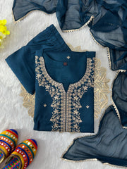 Beautiful Roman Silk Embroidery Work Salwar Suit