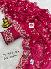 Beautiful Georgette Bhandej Pattern Saree