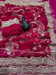 Attractive Pure Space Silk Embroidery Work Saree