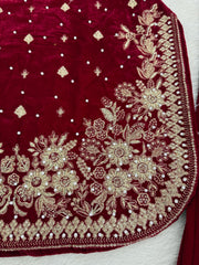 Elegant Ethnic Viscose Velvet Thread & Sequence With Pearl Work Suit