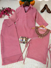 Rakshabandhan Special Beautiful Gold Crush Palazzo Kurti With Koti