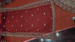 Beads Handwork Rani Hot Pink, Maroon Cherry Red, Rust Orange Latest Bridal Lehenga