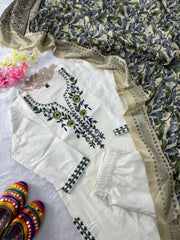 Designer Khadi Cotton Embroidery Work Salwar Suit