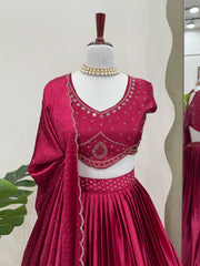 Beautiful Satin Silk Real Mirror Work Lehenga Choli
